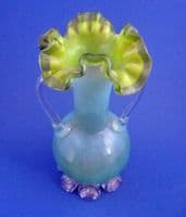 Stourbridge Green Opalescent Vaseline Glass Vase c1890 (Sold)
