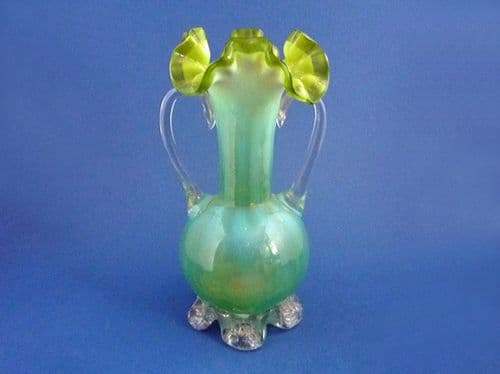 Stourbridge Green Opalescent Vaseline Glass Vase c1890 (Sold)