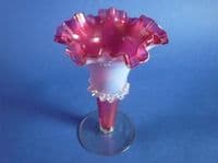 Stourbridge Opalescent Cranberry Glass Trumpet Vase c1890