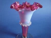 Stourbridge Opalescent Cranberry Glass Trumpet Vase c1890