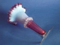 Stourbridge Opalescent Cranberry Glass Trumpet Vase c1890