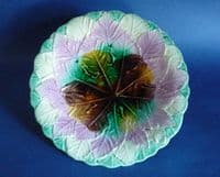 Stunning Majolica Overlapping Maple Leaf Plate c1880 #1