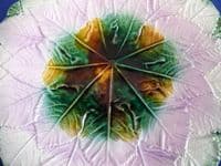 Stunning Majolica Overlapping Maple Leaf Plate c1880 #2
