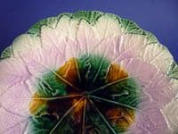 Stunning Majolica Overlapping Maple Leaf Plate c1880 #2