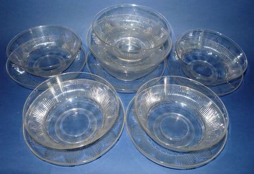 Suite of 6 Victorian Cut Glass Finger Bowls & Saucers c1880 (Sold)