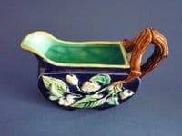 Superb Aesthetic Movement J Roth 'Wild Rose' Cobalt Blue Majolica Jug c1880