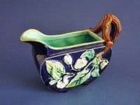 Superb Aesthetic Movement J Roth 'Wild Rose' Cobalt Blue Majolica Jug c1880