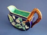 Superb Aesthetic Movement J Roth 'Wild Rose' Cobalt Blue Majolica Jug c1880