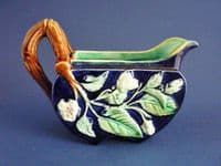 Superb Aesthetic Movement J Roth 'Wild Rose' Cobalt Blue Majolica Jug c1880