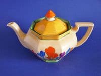 Superb Clarice Cliff Bizarre Autumn 'Crocus' Athens Teapot c1930 (Sold)