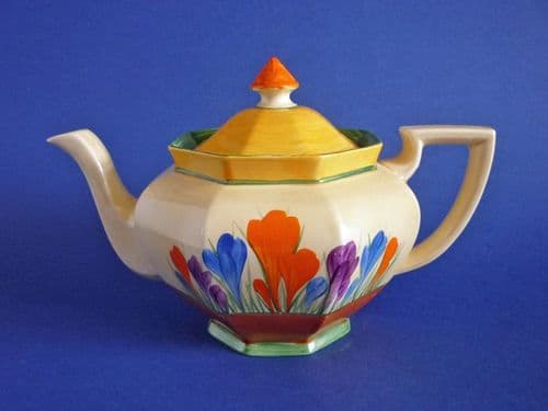 Superb Clarice Cliff Bizarre Autumn 'Crocus' Athens Teapot c1930 (Sold)