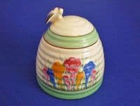 Superb Clarice Cliff Newport Pottery 'Spring Crocus' Beehive Honey Pot c1936 (Sold)