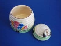 Superb Clarice Cliff Newport Pottery 'Spring Crocus' Beehive Honey Pot c1936 (Sold)