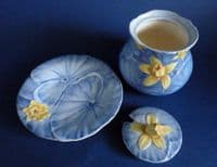 Superb Old Grimwades Royal Winton Blue 'Regina' Water Lily Jam Pot c1935