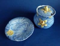 Superb Old Grimwades Royal Winton Blue 'Regina' Water Lily Jam Pot c1935