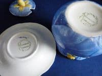 Superb Old Grimwades Royal Winton Blue 'Regina' Water Lily Jam Pot c1935