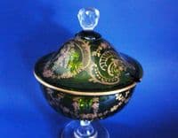Superb Quality Antique Baccarat Green and Gilded Glass Dish + Cover c1880