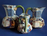 Superb Rare Set of 3 Graduated Davenport 'Peony' Japan Pattern Hydra Jugs c1820 (Sold)