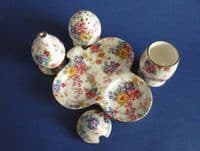 Superb Royal Winton 'Cotswold' Chintz Trefoil Cruet c1952