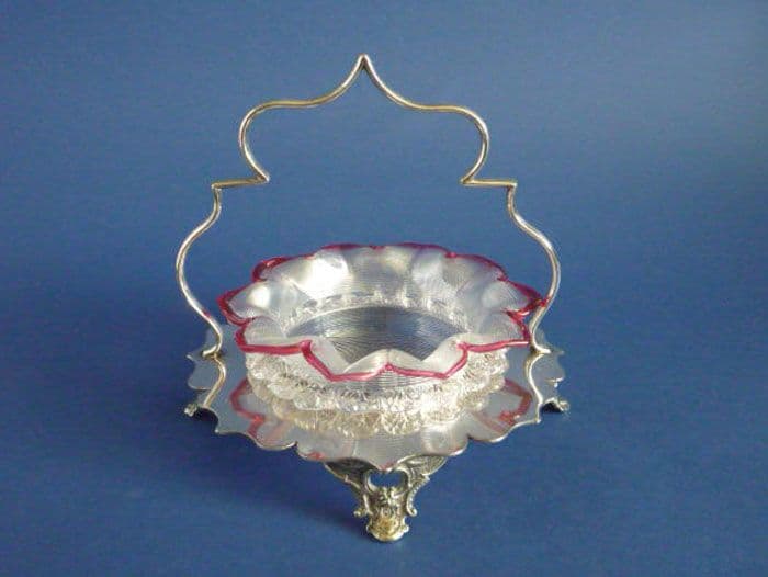 Threaded Dish Superb Stevens and Williams Threaded Glass Dish on Silver Plated Stand ...