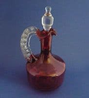 Superb Victorian Cranberry Glass Wine Jug with Stopper c1880