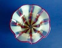 Superb Victorian Stourbridge Vaseline and Cranberry Candystripe Glass Bowl c1880 (Sold)