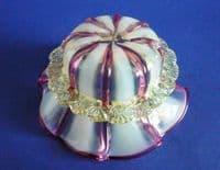 Superb Victorian Stourbridge Vaseline and Cranberry Candystripe Glass Bowl c1880 (Sold)