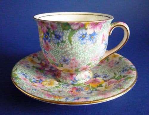 Superb Vintage 1950s Royal Winton 'Marion' Chintz Alban Shape Coffee Cup and Saucer