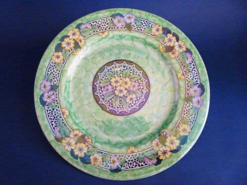 Superb Vintage Maling Victoria Green Lustre 'Primrose Border' Art Deco Wall Plaque c1938