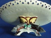 Superb Wedgwood Majolica 'Satyr & Ivy' Reticulated Oval Comport or Tazza c1871