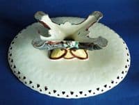 Superb Wedgwood Majolica 'Satyr & Ivy' Reticulated Oval Comport or Tazza c1871