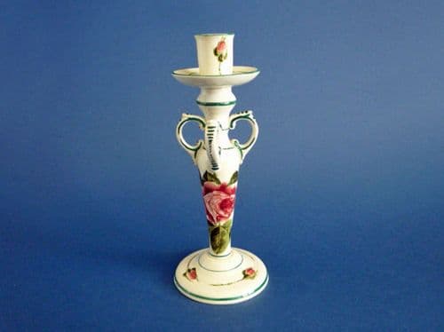 Superb Wemyss Ware 'Cabbage Roses' Tall Kintore Candlestick c1900