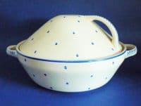 Susie Cooper Crown Works Pottery John Lewis Blue 'Polka Dot' Kestrel Tureen c1935