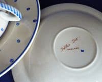 Susie Cooper Crown Works Pottery John Lewis Blue 'Polka Dot' Trio c1935 #1 (Sold)