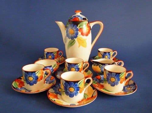 Susie Cooper Gray's Pottery Coffee Set - Floral Pattern 7913 c1930 (Sold)