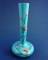 Turquoise Opaline Glass Hand Enamelled Vase c1880 (Sold)