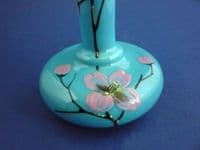 Turquoise Opaline Glass Hand Enamelled Vase c1880 (Sold)