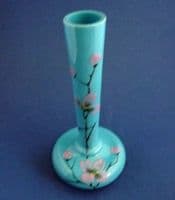 Turquoise Opaline Glass Hand Enamelled Vase c1880 (Sold)