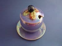 Unusual Carlton Ware Purple Lustre 'Blackberry' Jampot and Saucer c1930 (Sold)