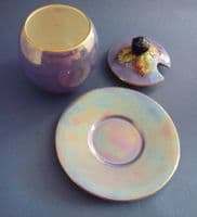 Unusual Carlton Ware Purple Lustre 'Blackberry' Jampot and Saucer c1930 (Sold)