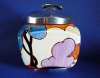 Unusual Clarice Cliff Bizarre 'Blue Autumn' Sugar Cube Box c1932 (Sold)