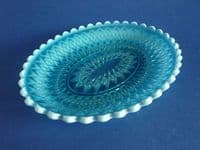 Unusual Davidson's Blue Pearline Glass 'Prince William' Oval Tray c1895