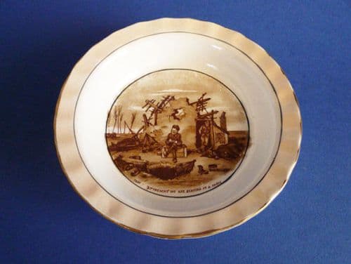 Unusual Grimwades WW1 Bairnsfather 'Old Bill' Crimped Dish c1919 #2
