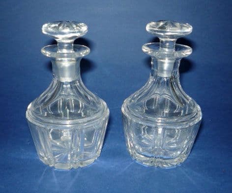 Unusual Pair of Miniature Cut Glass Decanters c1840