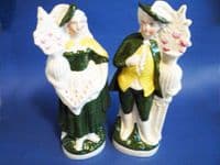Unusual Pair of Victorian Flatback Staffordshire Pottery Figures of a Gardener and Companion c1890