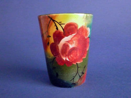 Unusual Wemyss Ware Jazzy 'Cabbage Roses' Beaker c1925