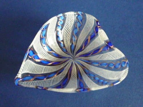 Venetian Latticino Glass Heart Shaped Dish c1900 (Sold)