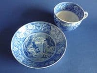 Very Rare Spode 'Woodman' PearlwareTea Cup and Saucer c1815