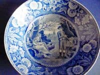 Very Rare Spode 'Woodman' PearlwareTea Cup and Saucer c1815