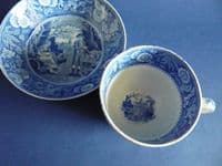 Very Rare Spode 'Woodman' PearlwareTea Cup and Saucer c1815